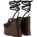 Wood-Grained Waterproof Table Fishing Net Sandals Women's Summer Wear 2025 New