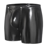 Zingj Men's PVC Bright Leather Boxers Sexy Open File Lekhoers Size Accurate No