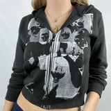 Female Sweatshirt Harajuku Oversized Hoodies 90s Vintage Women E-girl Gothic Clothes Streetwear Autumn Zip Up Coat