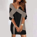 V-neck Women Dress Fashion Print Half Sleeve Casual Loose Mini Dresses 2022 Spring Autumn Elegant Woman Dress Robe