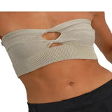 Zingj Women's Solid Color Cross Knit Strapless Vest And Woven Top-Outfit