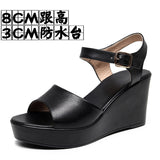 Toe-Word High Heels 8CM Slope And Women's Waterproof Table Comfortable Loose Cake 33-43 Black Hollow