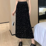 Micro-Fat Mm2025 Spring New High-Waisted Bright Split-Dress Woman This Year's Popular A-Word Long
