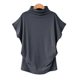 Commute Large Size Women's Half Turtleneck Batwing Sleeve Solid Color Polyester