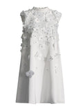 French Small Fragrant Pure Color Sleeveless A-Shaped Dress 2025 New Collar Bow Nail Bead Design Short