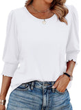 Color Women's Clothing 2025 Autumn Loose Leisure Printing Seven-Sleeve Round-Neck T-Shirt