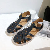 Sandals Flats Cross Rome Casual Shoes Summer Pu Ankle Buckle Strap Ladies Shoe 2020 Woman Gladiator Female