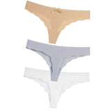 3Pcs Sexy G String & Thongs Women's Set Panties Solid Female Underwear Mid-Rise Silky Ladies Briefs Comfort Seamless