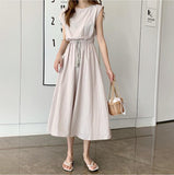 Literary Dress for Women Round Neck Mid-length A-line Cotton and Linen Large Size Dresses Party