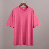 Old Short-Sleeved T-Shirt 2025 Summer Relaxation Leisure Collar Water Washing Hair Short-Sleeved