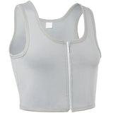 Women Tomboy FTM Zip Up Elastic Chest Binder Breathable Bamboo Slim Fit Tank