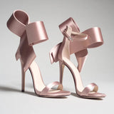 Summer New Super-Large Bow With High-Heeled Lady's Sandals Sold Directly To The