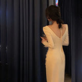 Dress For Women Elegant Midi Bodycon Dress Office Ladies Solid Clothing Femme Fashion Summer