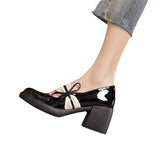 Zingj Women 2024 Spring And Autumn New British Wind Mary Jane Women's Shoes Bow Thick With Gentle Shallow Single Shoes Women-Outfit