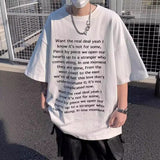 High Street Loose Letter Print Short-Sleeved T-Shirt Man Hip-Hop Pure Cotton Half-Sleeved