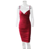 Spaghetti Strap Backless Ruched Dress Solid Sleeveless Long Dresses Ladies Streetwear Elastic Modal Party