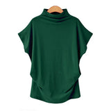 Commute Large Size Women's Half Turtleneck Batwing Sleeve Solid Color Polyester