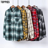 2021 Vintage Plaid Shirts Women oversized shirts Female Blouse Tops plus size clothing Long Sleeve