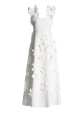French Small Fragrant Wind Lotus Leaf Side Sling Dress Dress 2025 New Splicing Three-Dimensional Flower Design Long Dress