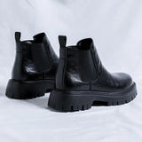 Zingj Martens Men Low Top Heighten Boots Men's Snowboots Chelsea British Wind Leather Boots