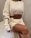 Casual Sweater Bodycon Dresses for Women Party Elegant One Piece Ladies Knitted Streetwear Vestidos Robe Femme