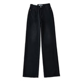 Zingj Fashion Women's Fashion Autumn New Style High-Waisted Wide-Legged Straight Trousers To Wash And Grind White Denim