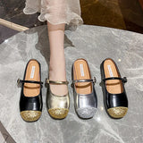 Evening Wind Soft Bottom Shallow Mouth Mary Jane Shoes Female 2025 New Spring / Summer One-Word Belt Vintage French Flat