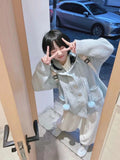 Japanese Kawaii Button Knitted Cardigan Women Blue Kardigan Damski Harajuku Cute Girl Hoody Sweater Jackets Y2k