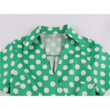 Dot Printed Cotton Green Party Vintage Rockabilly Dress With Belt Short Sleeve Retro 50s 60s Midi Pin Up Tunic