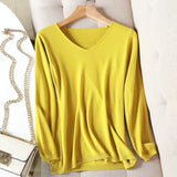 2021 autumn winter Sweater Knitted Pullover women v-neck oversize sweater female loose long sleeve sweater top