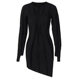 Women Autumn Long Sleeve Patchwork Fashion Streetwear Bodycon Package Hip Black Mini Short Dress 2020 Fall