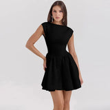 Short Sleeve Backless Mini Dress- Outfit