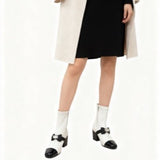Autumn And Winter New Double C Small Fragrant Style French Bows Coarse And Short Boots Women Elegant Korean Version