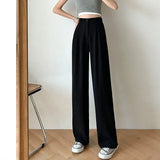 Spring Summer Women's Wide Leg Pants Loose High Waist Casual Trousers Woman Korean Style Solid Office Straight