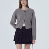 New Knitwear Women's Long-Sleeved Round-Neck Button Solid Color Sweater Knitted Cardigan Top