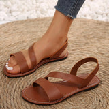 Zingj Plus Size Flat Sandals Women's New Solid Color Round Head With Casual Beach Women's