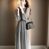 Unique Beautiful Temperament Goddess Fan Dress High Feeling Dignified Atmosphere Gentle Green