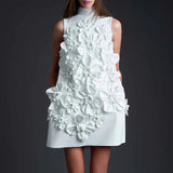 Design Sense A Skirt 2025 New Fashion Straight Sleeveless Three-Dimensional Flowers Spliced With