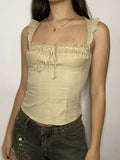 Flutter Sleeve Lace Up Corset Top- Outfit