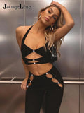 2022 Y2K Cut Out Pants Sets Women 2 Piece Halter Top And High Waist Pant Fashion Outfit Juicy Coutour Tracksuit