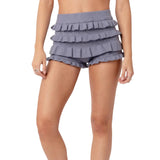 Women's Y2K Vintage Knitted Shorts Elastic Waist Ruffled Layered Slim Fit Summer Short Pants Casual Daily