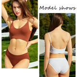 Lingerie Seamless Tops Set Low-waist Panties Women Wireless Underwear Suit Soft Padded Bras Set Backless Bralette