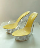 Zingj Korean Thick Platform Ultra High Heel Sandals High Transparent Special Crystal Shoe Waterproof Platform 15CM Wedge Wedge Women's