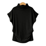 Commute Large Size Women's Half Turtleneck Batwing Sleeve Solid Color Polyester