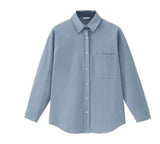 Shirts Women Long Sleeve Plain Shirts Pocket Buttons 100% Cotton Shirts Lady Thick Blouse Women's