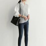 V Neck Spring Autumn Twist Striped Vest Women Sweater Solid Sleeveless Oversized Jumper Knitted Loose Ladies