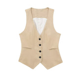 Autumn And Winter Straight Trousers Double Buckle Suit Vest Three Sets Of New Women's Fashion Commuting