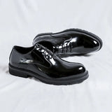 Zingj Patent Leather Men Business Casual Leather Shoes Wide Foot Shoe Thick Platform Bright Top Trend Derby Shoes