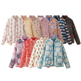 Women's Clothing 2025 Autumn 11 Thin Cotton Clothes Printed Collar Double Pocket Cotton Jacket Loose