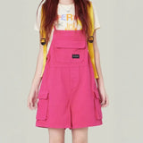 Red Rompers Woman Wide Leg Jumpsuit Denim Short Summer Fashion Plus Size Women Strap Jeans Overalls Jumpsuit Causal